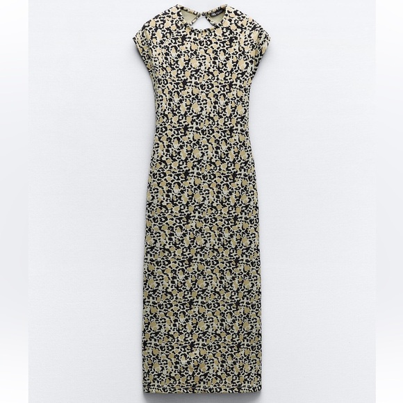 Zara Black and Cream Midi Dress - Picture 3 of 4